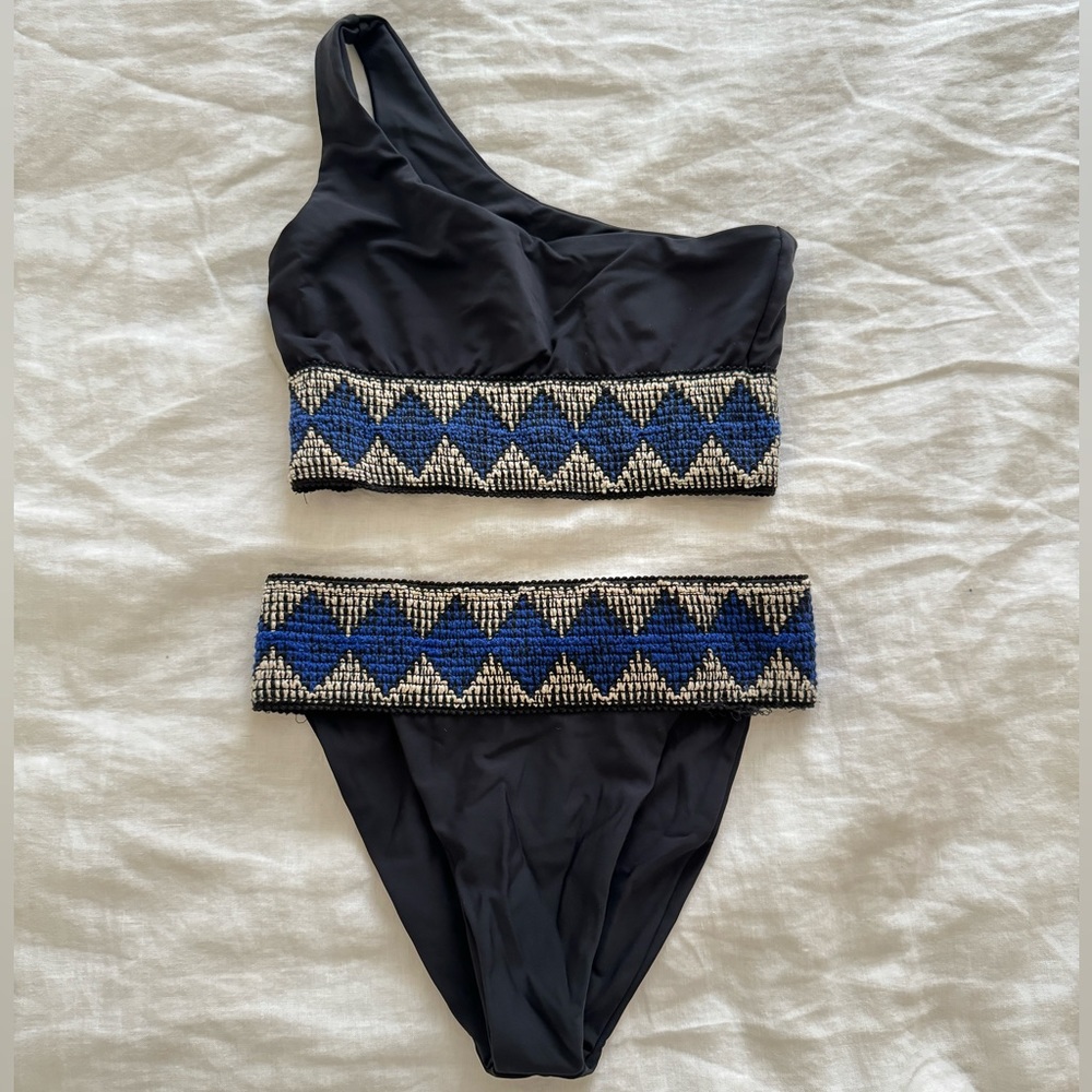 Elysiian Swim Black with Blue Threading Swim Set